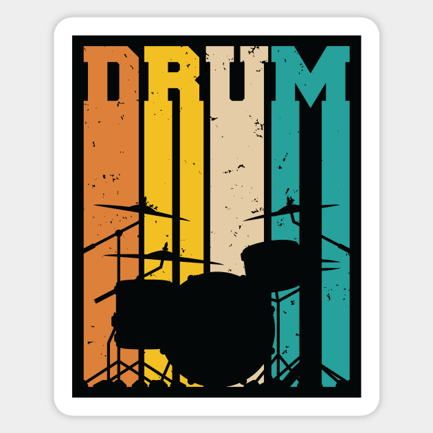 Retro Drum Set Silhouette Illustration Sticker by hobrath